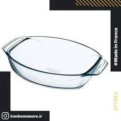 ظرف پیرکس - تابه بیضی دسته دار 38x27 سانتی اصل فرانسه 412B000 - PYREX