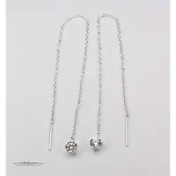 گوشواره نقره تک نگین بخیه ای