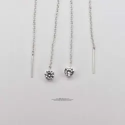 گوشواره نقره تک نگین بخیه ای