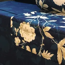 پارچه ملحفه ساتن پنبه عرض 240 زمینه سرمه ای اسپشیال ست رویه