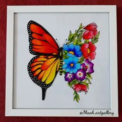 تابلو نقاشی شیشه - طرح پروانه  - گالری هنری ماه -maah-1014