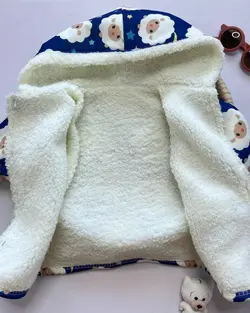 کاپشن مخمل طرح بره آبی