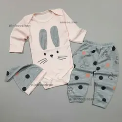 سه تیکه نوزادی طرح خرگوش گوش دراز