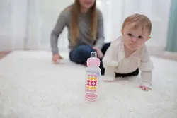 شیشه شیر 2 کاره طلقی پهن 270 میل طرحدار صورتی دکتر براون Dr Brown's Sippy Bottle
