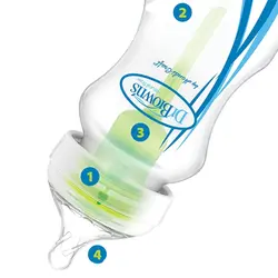 شیشه شیر 2 کاره طلقی پهن 270 میل طرحدار صورتی دکتر براون Dr Brown's Sippy Bottle