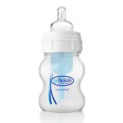 شیشه شیر پهن 120میل دکتر بروان    Dr. Brown's, Natural Flow, Wide-Neck, 0+ Months, 1 Bottle, 4 oz   (120 ml)