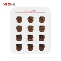 کمربند چرم مصنوعی عسلی پلاک برند ناخنی (جین 12 تایی) کد 227
