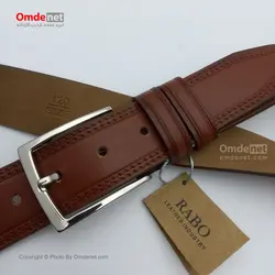 کمربند چرم مصنوعی 4 سانت کلاسیک چاپ دو دوخت (جین 12 تایی)