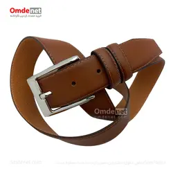 کمربند تک رنگ عسلی کلاسیک زبانه دار 3.5 سانت رابو (جین 12 تایی) کد 156
