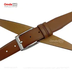 کمربند تک رنگ عسلی کلاسیک زبانه دار 3.5 سانت رابو (جین 12 تایی) کد 156