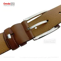 کمربند تک رنگ عسلی کلاسیک زبانه دار 3.5 سانت رابو (جین 12 تایی) کد 156