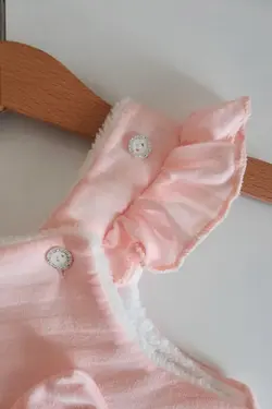 لباس سرهمی نوزادی دخترانه صورتی با روبان Mindytrendy