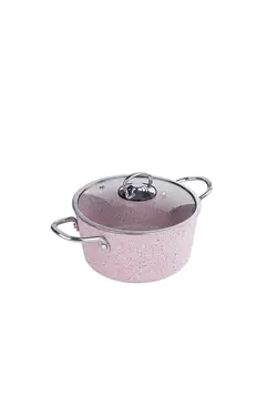 ست آشپزی 7 پارچه قابلمه و ماهیتابه صورتی Karaca Biogranit Alfa Pink 153.03.08.081127