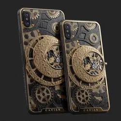گوشی Caviar iPhone XS Max 512Gb برند خاویار با ساعت دست ساز و کاور طلا با زمینه سیاه