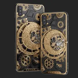 گوشی Caviar iPhone XS Max 512Gb برند خاویار با ساعت دست ساز و کاور طلا با زمینه سیاه