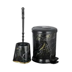 ست سطل زباله و فرچه ونوس پلاستیک مدل سنگی 20