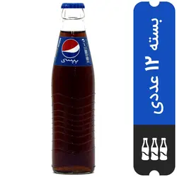 نوشابه گازدار شیشه ای پپسی - حجم 250 میلی لیتر - بسته 12 عددی