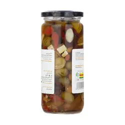 ترشی مخلوط فلفل و زیتون در روغن زیتون گل باز - مقدار 500 گرم