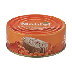 کنسرو تن ماهی و لوبیا چیتی در سس گوجه فرنگی محفل - مقدار 230 گرم