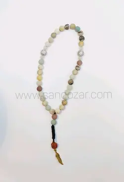 تسبیح سنگی 33 دانه سنگ آکومارین مات