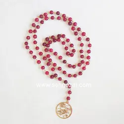 گردنبند بلند یاقوت هندی و مدال وان یکاد استیل sz13291