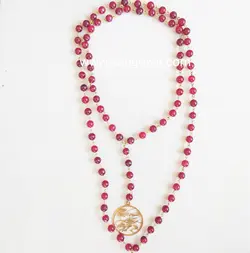 گردنبند بلند یاقوت هندی و مدال وان یکاد استیل sz13291