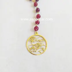 گردنبند بلند یاقوت هندی و مدال وان یکاد استیل sz13291