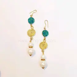 گوشواره برنجی و مروارید