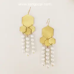 گوشواره برنجی و مروارید sz13302