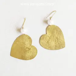 گوشواره قلب برنجی و مروارید شل sz13279