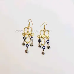 گوشواره بلند برنجی و مهره چشم نظر