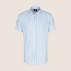 پيراهن مردانه آستين كوتاه راه راه پهن سوپردرای