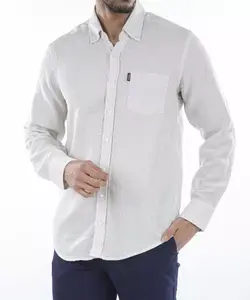 پیراهن تک جیب آستین بلند راه راه سبز سوپردرایM13S40301C