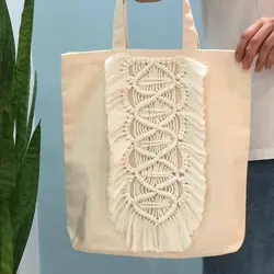 ساک پارچه ای با طراحی مکرومه