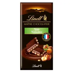 شکلات تخته ای تلخ و تکه های فندق لینت – lindt