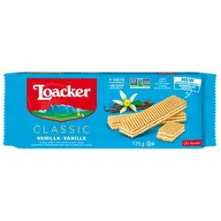 ویفر شکلاتی کلاسیک لواکر نازک طعم وانیل – loacker