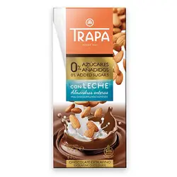 شکلات تخته ای شیری با بادام کامل بدون شکر تراپا – Trapa