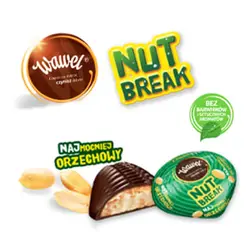 شکلات پذیرایی صدفی با کرم بادام زمینی نمکی مدل Nut Break واول – wawel