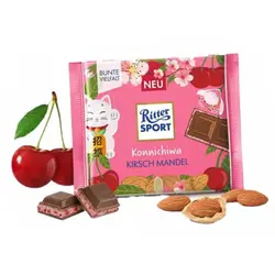 شکلات تخته ای کونیچیوا گیلاس و بادام ریتر اسپرت مدل Ritter Sport – Konnichiwa