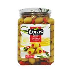 زیتون سبز با مغز فلفل لوراس – Loras