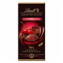 شکلات تخته ای تلخ 70% موس فلفل آلبالو لینت – Lindt