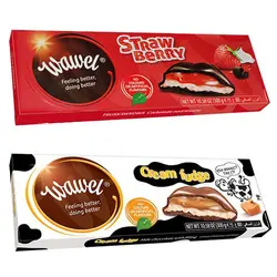 حراج شکلات با کرم توت فرنگی و ماست و کرم فاج کاراملی واول – wawel