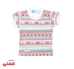 آستین کوتاه دخترانه مدل جاجیم تیک تاک