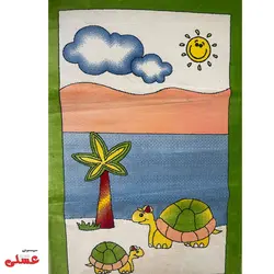 قالیچه اتاق کودک طرح لاک پشت - سیسمونی عسلی