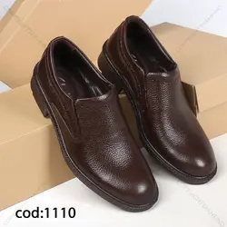 کفش پاشنه دار چرم طبیعی قهوه ای سوخته - کد 1110