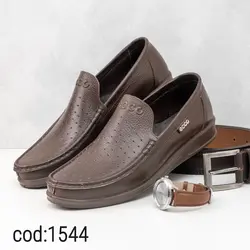 کفش چرم طبیعی مردانه کالج قهوه ای رویه سوراخ دار - کد 1544