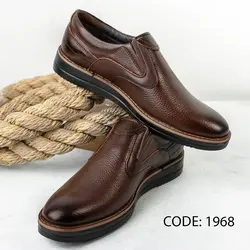 کفش چرم طبیعی مردانه بدون بند کلارک قهوه ای با زیره عسلی مشکی - کد 1968 - فروشگاه اینترنتی تخفینو