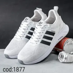 کتونی مردانه آدیداس سفید زیره سفید - کد ۱۸۷۷