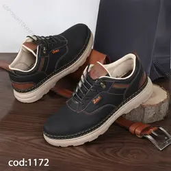 کفش مردانه مشکی zara زیره کرم دوردوخت (سه دوخت) - کد ۱۱۷۲