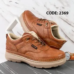 کفش بنددار قهوه ای بغل طرح دار زیره کرم OSH - کد 2369